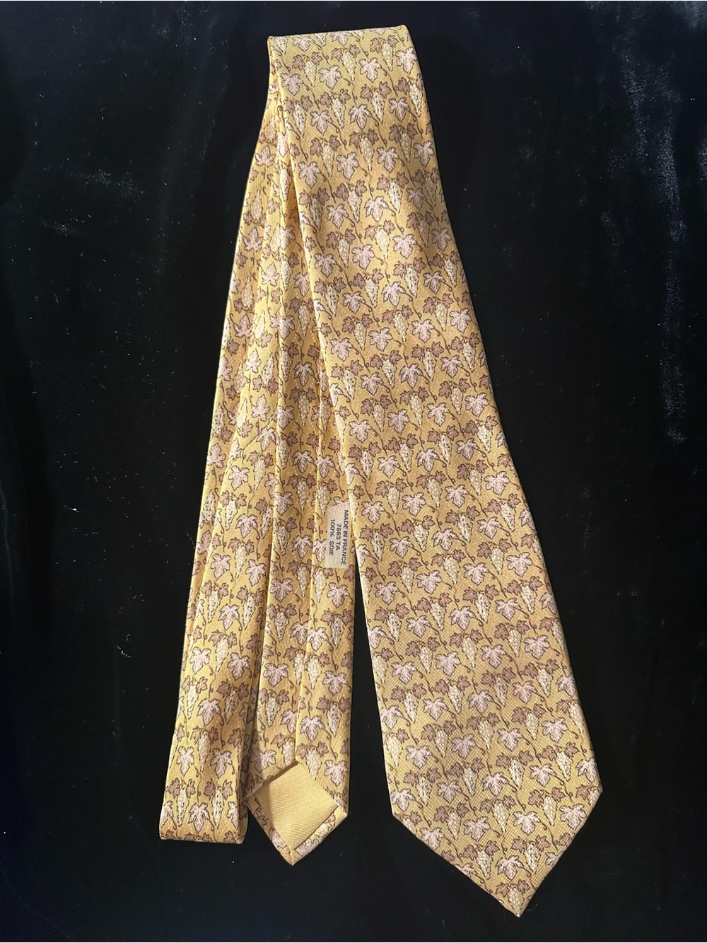 Hermes Yellow Floral Motif Silk Tie